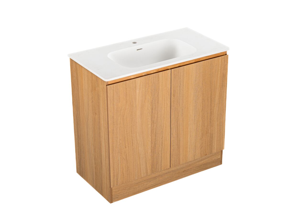 Reece Posh Solus Vanity 900mm Floor Mount Solid Surface Oak Finish