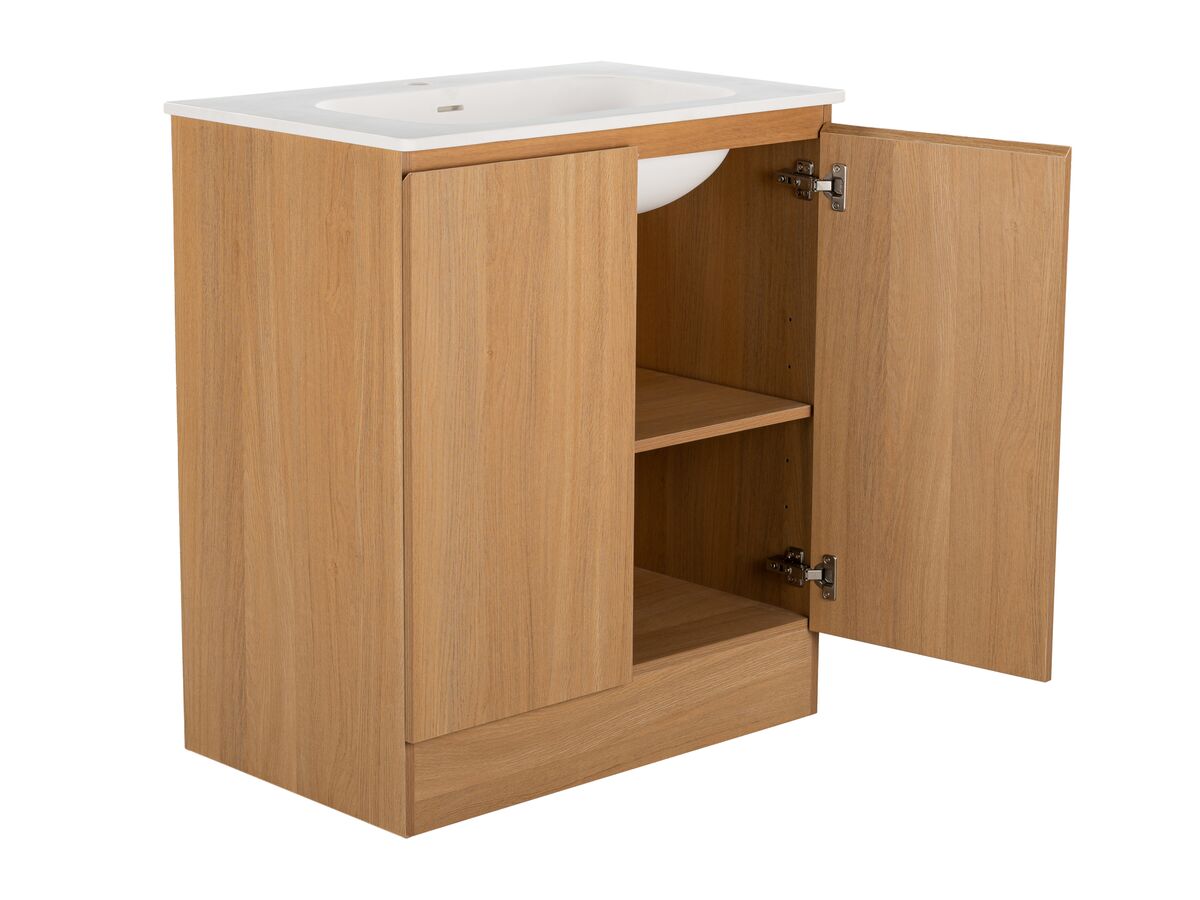 Reece Posh Solus Vanity 900mm Wall Hung Solid Surface Oak Finish