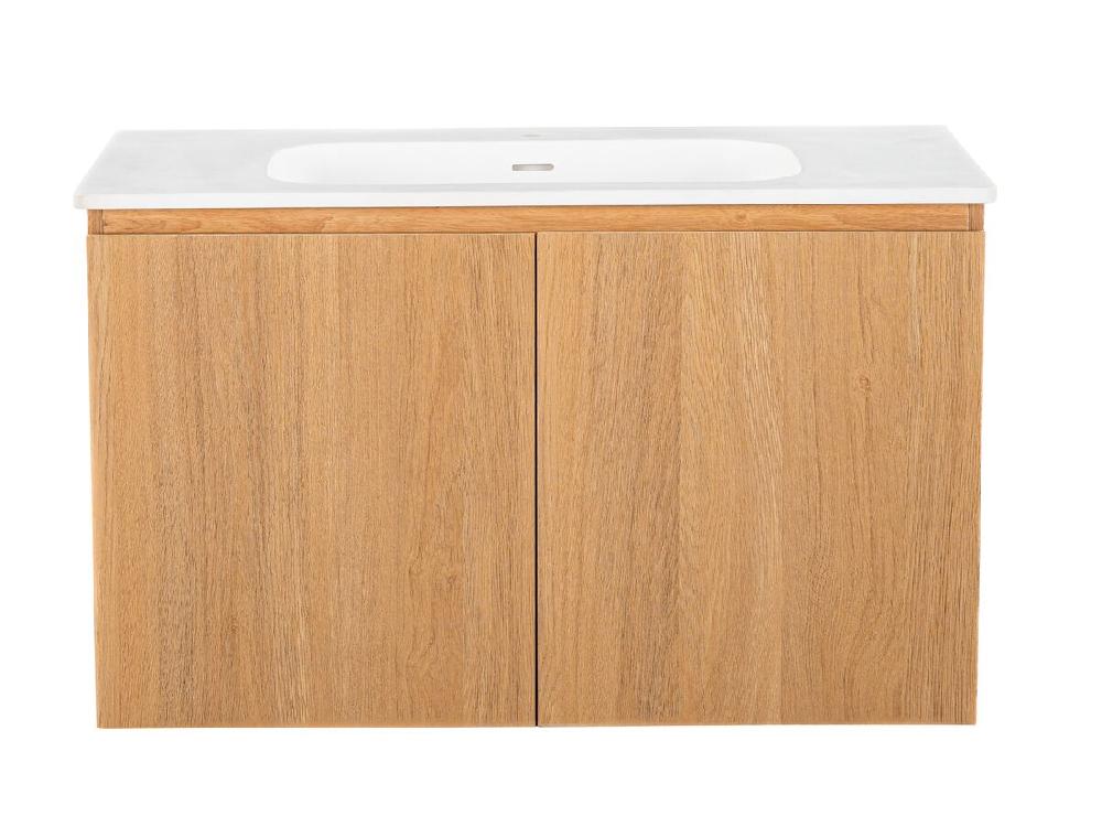 reece Posh Solus Vanity 900mm Wall Hung Solid Surface Oak Finish