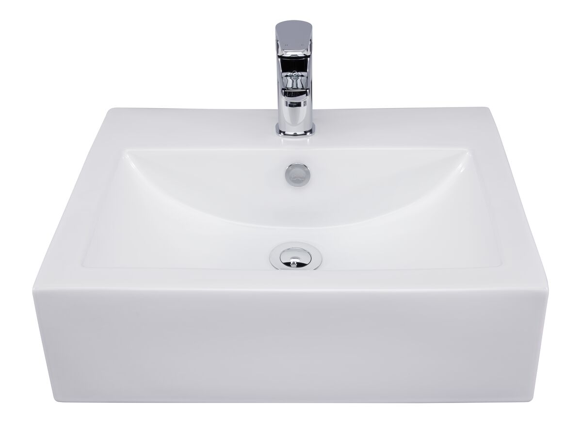 Reece Posh Solus Wall Basin With Fixing Bolts 1 Taphole 500mm White