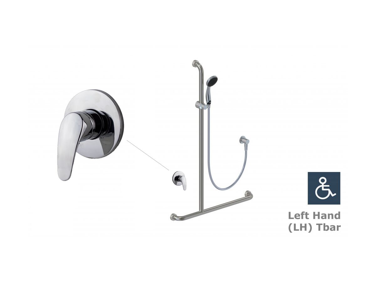reece Rada SF1 620 Shower Left Hand (LH) Tbar Grab Rail & Aqua Mixer