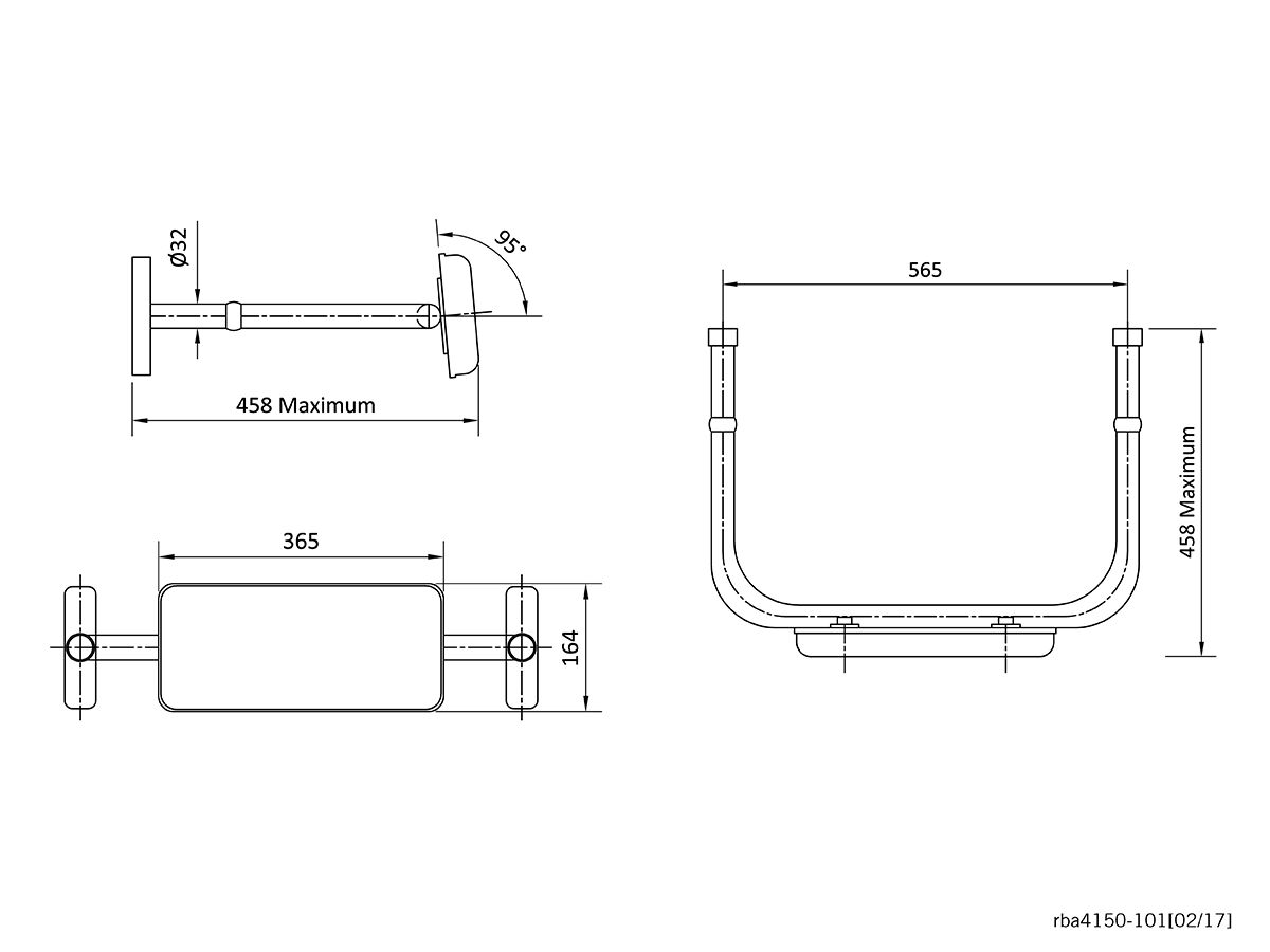 Reece RBA AS1428 Disabled Back Rest Satin/Stainless Steel