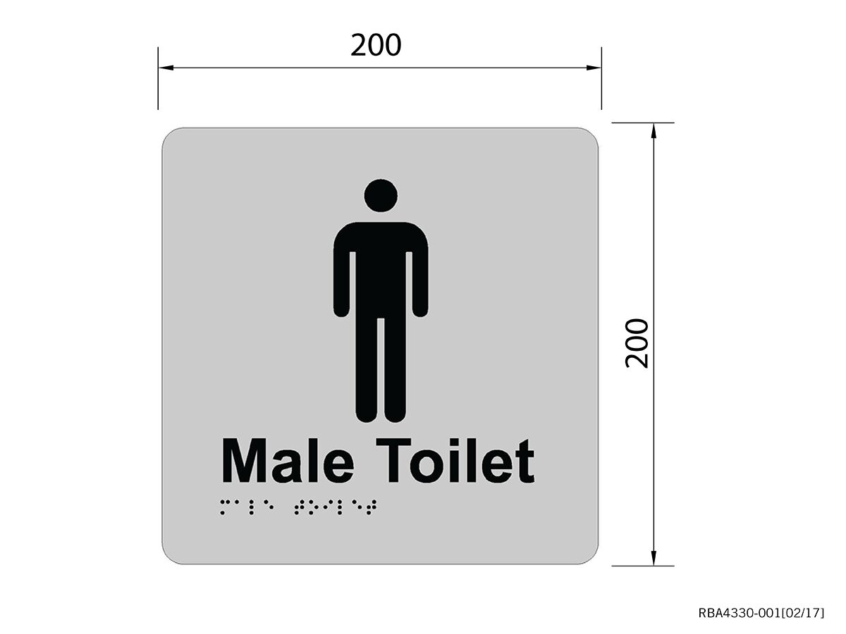 Reece RBA Male Braille Tactile Sign TS001-S Stainless Steel