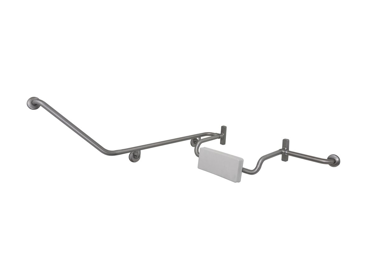 reece RBA Wall Grab Rail Right Hand with Poly Backrest 40 Degrees Stainless Steel