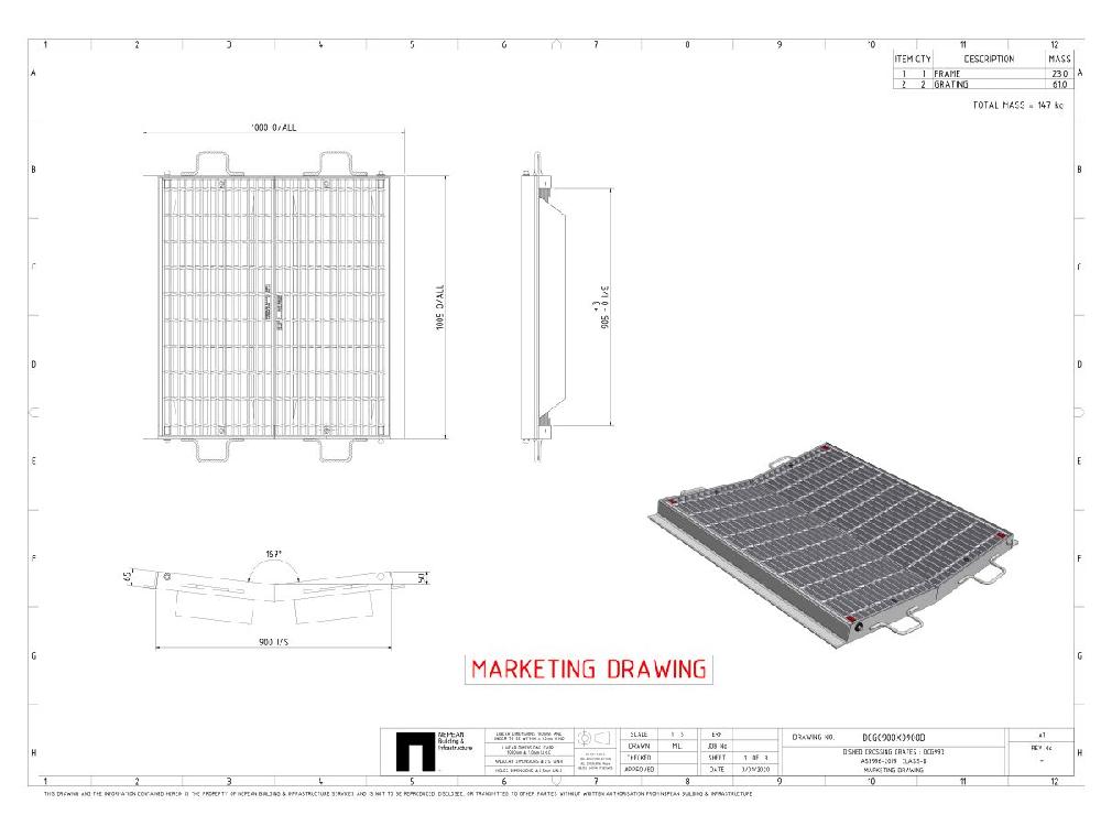 Reece 900mm X 900mm Class D - 15 Degree Deep V Grate