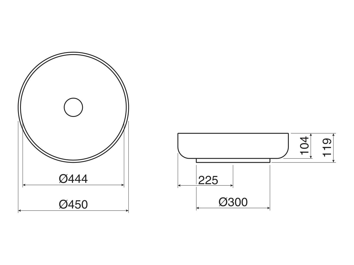 Reece Alape Sondo Counter Basin 450mm Dark Iron