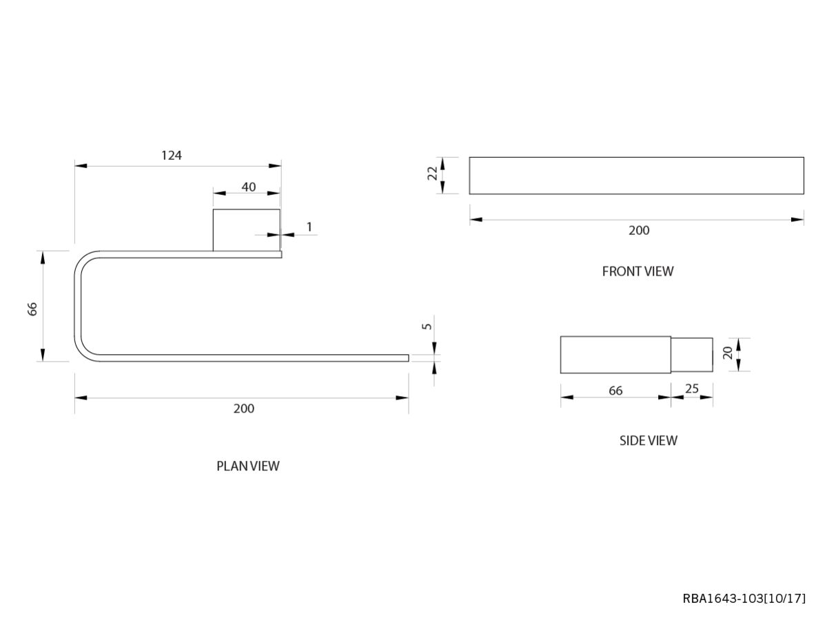 Reece Aska Towel Loop Bar 200mm Chrome