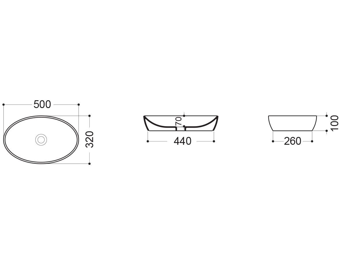 Reece AXA H10 Oval Counter Basin 500 X 320mm White