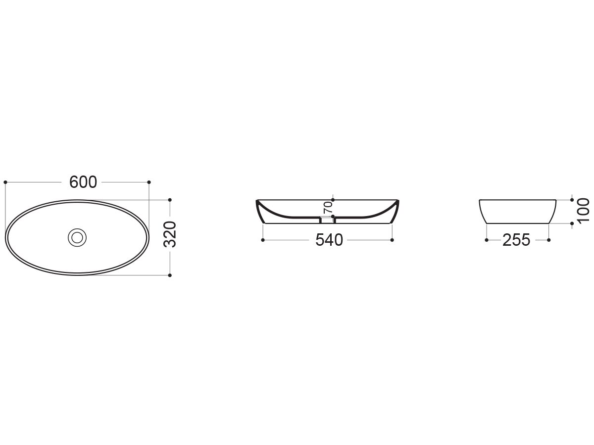 Reece AXA H10 Oval Counter Basin 600 X 320mm White