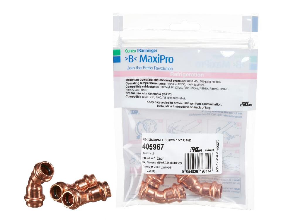 reece B-MaxiPro Elbow 45 Degree x 1/2" (Bag of 3)