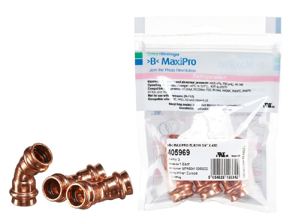 reece B-MaxiPro Elbow 45 Degree x 3/4" (Bag of 3)