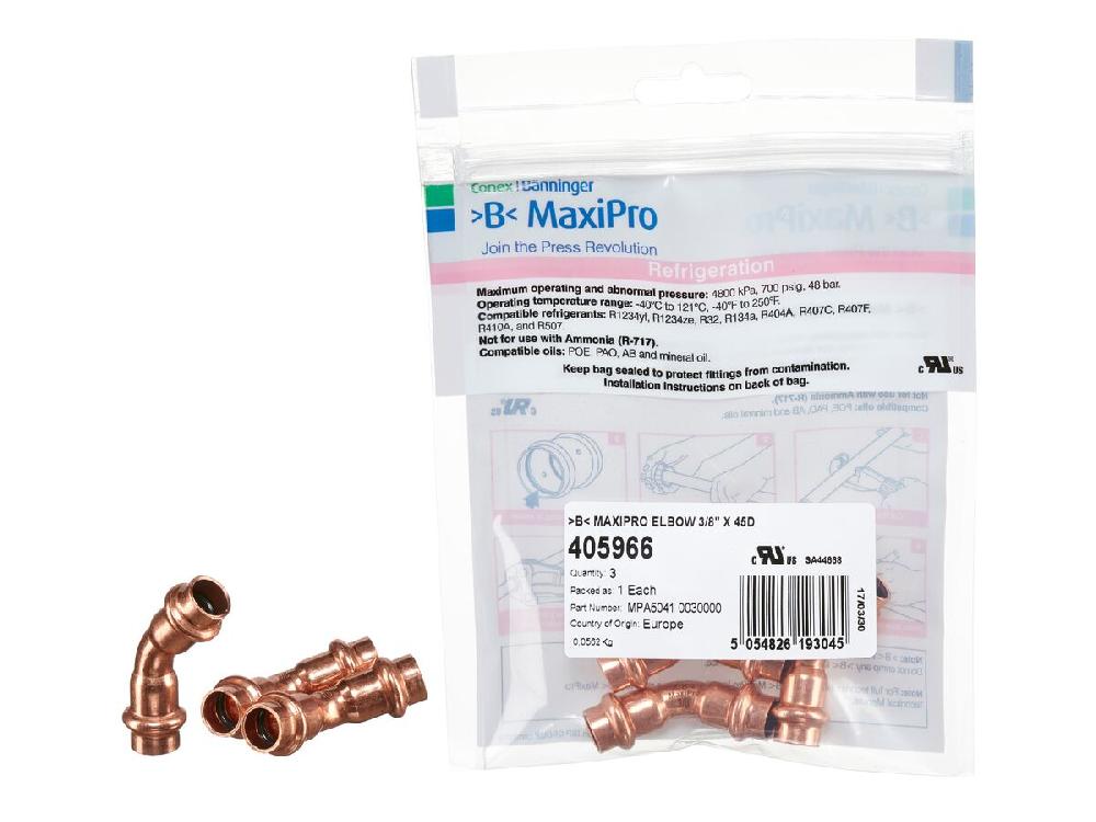 reece B-MaxiPro Elbow 45 Degree x 3/8" (Bag of 3)