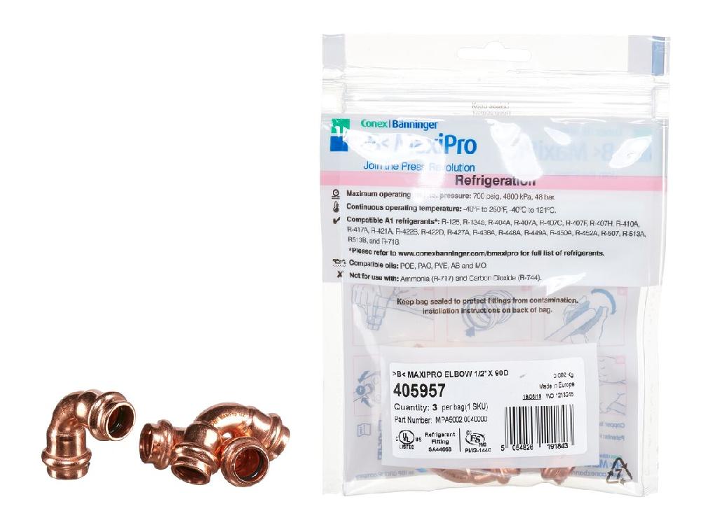 reece B-MaxiPro Elbow 90 Degree x 1/2" (Bag of 3)