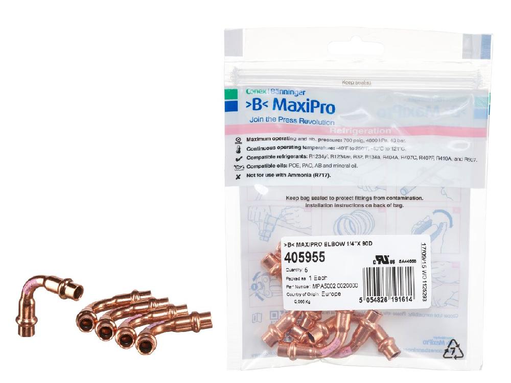 reece B-MaxiPro Elbow 90 Degree x 1/4" (Bag of 5)