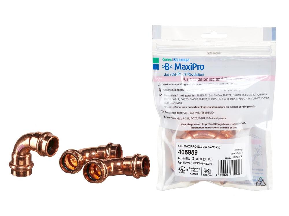 reece B-MaxiPro Elbow 90 Degree x 3/4" (Bag of 3)