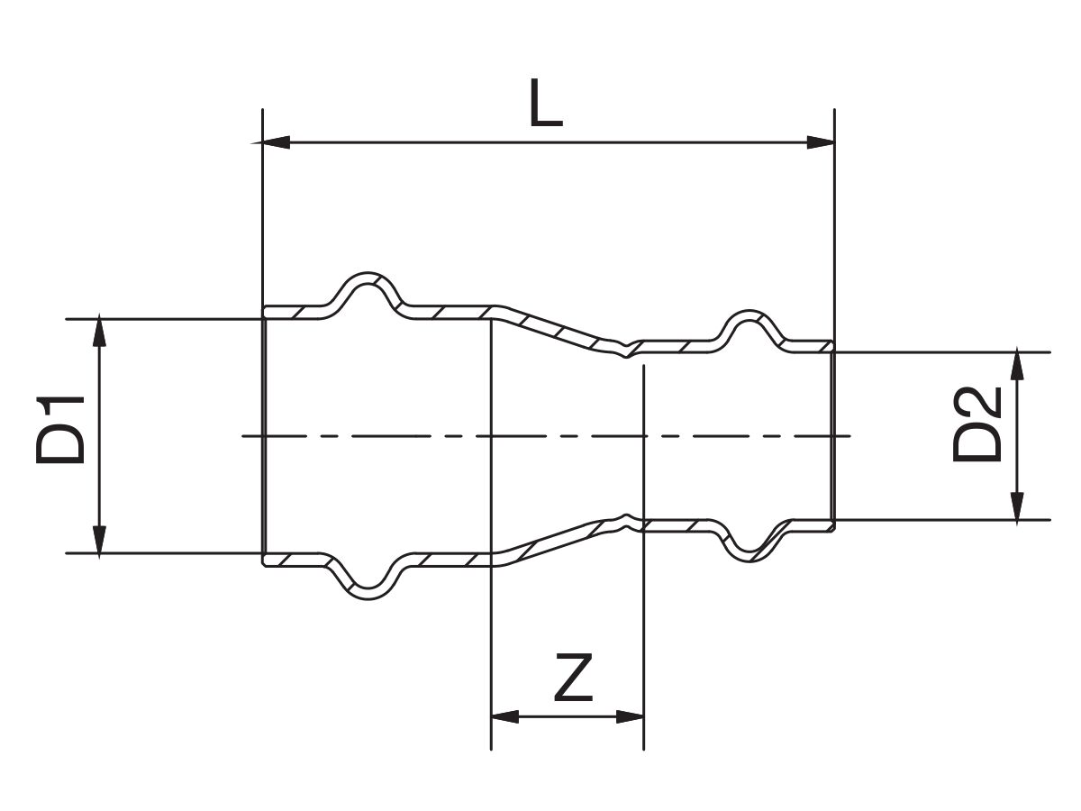 Reece B-Press Gas Reducing Coupling 50mm X 32mm