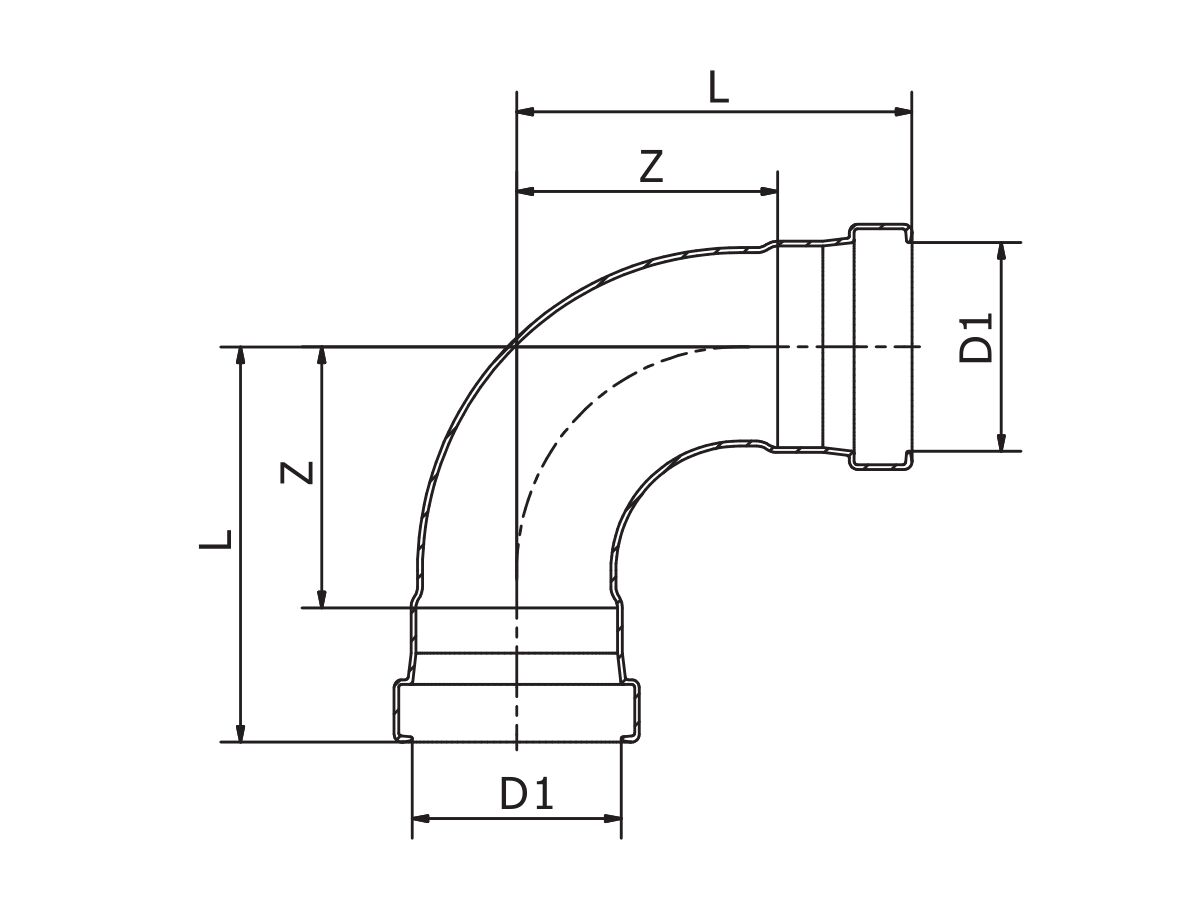 Reece B-Press XL Gas Elbow 90 Degrees 100mm