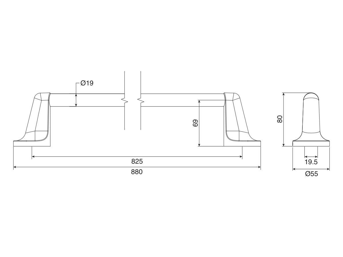 Reece Base Single Towel Rail 800mm Chrome