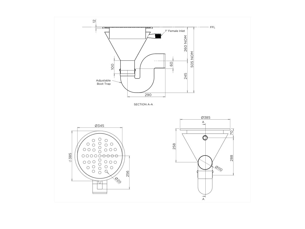 Reece Britex Conical Flushing Floor Waste