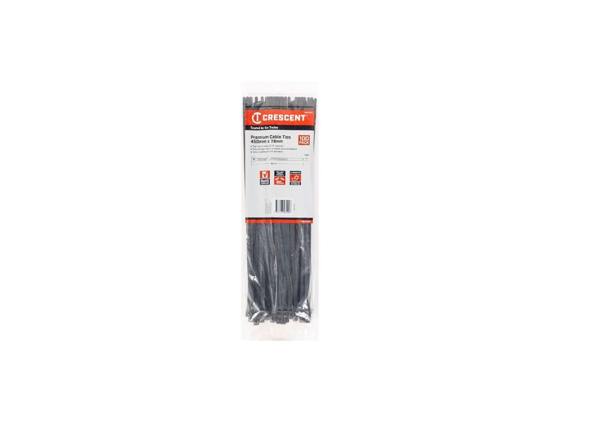 reece Cable Ties Plastic 450mm x 8mm Black (100)