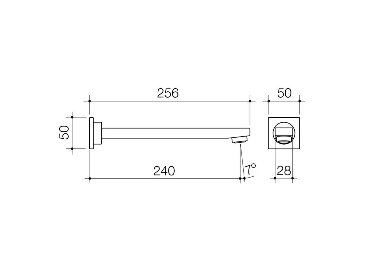 Reece Caroma Quatro Wall Bath Outlet 240mm Chrome