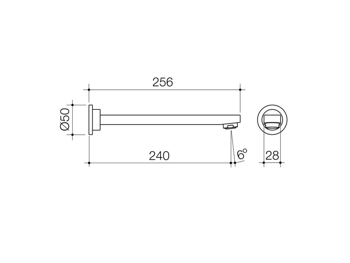 Reece Caroma Saracom Wall Bath Outlet 240mm Chrome
