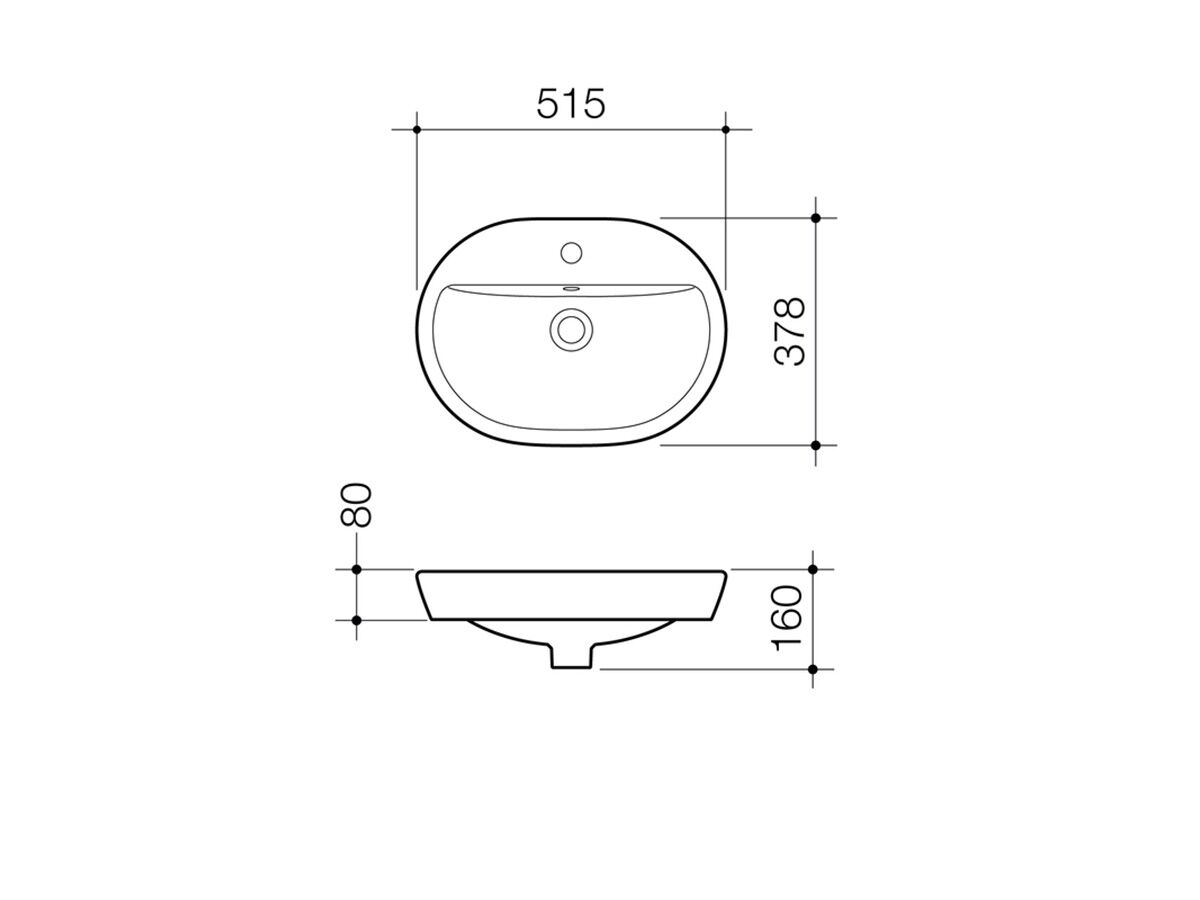 Reece Caroma Track Inset Basin 1 Taphole White