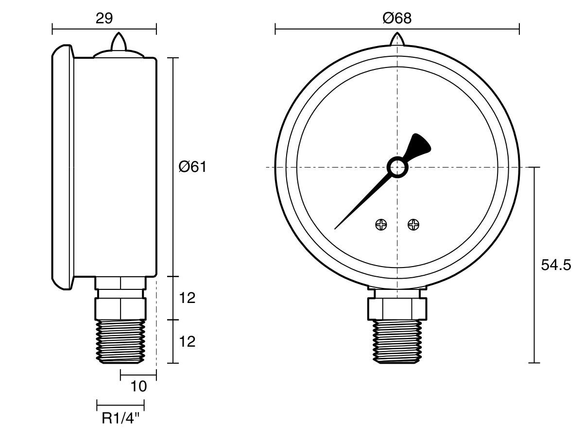 Reece Dura Pressure Gauge Liquid 63mm 800kPa