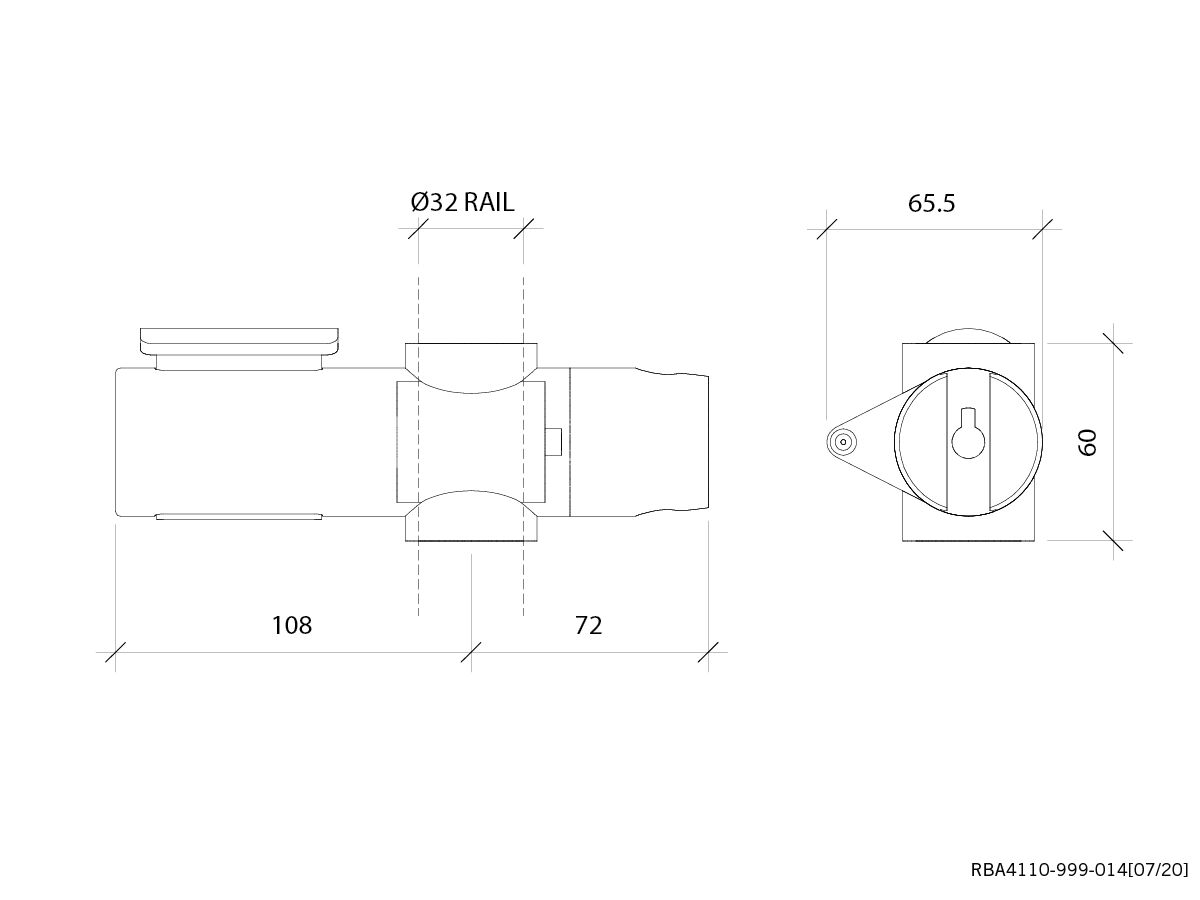 Reece Enda Slider To Suit 32mm Rail Matte Black