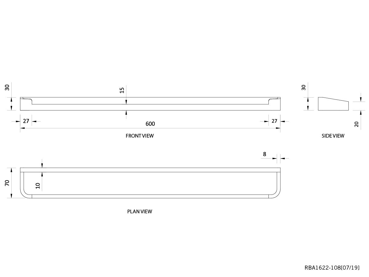 Reece Enda Towel Rail 600mm Width Chrome