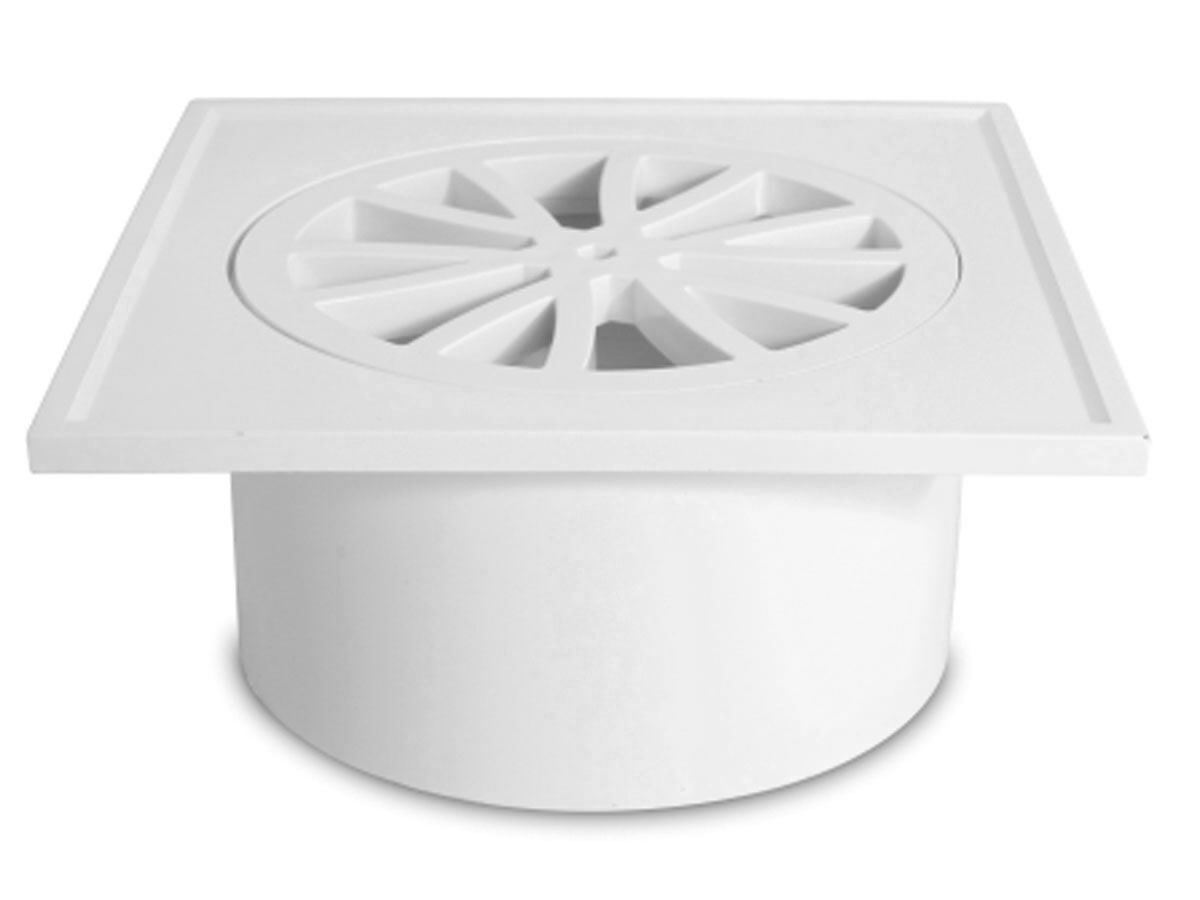 reece Floor Grate Solvent Weld Square White 100mm