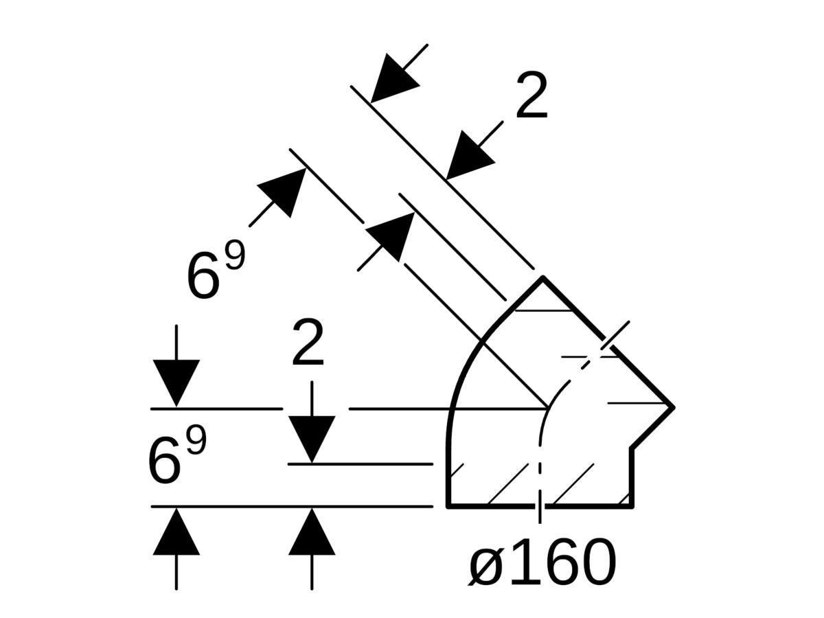 Reece Geberit Bend 160mm X 45 Degree
