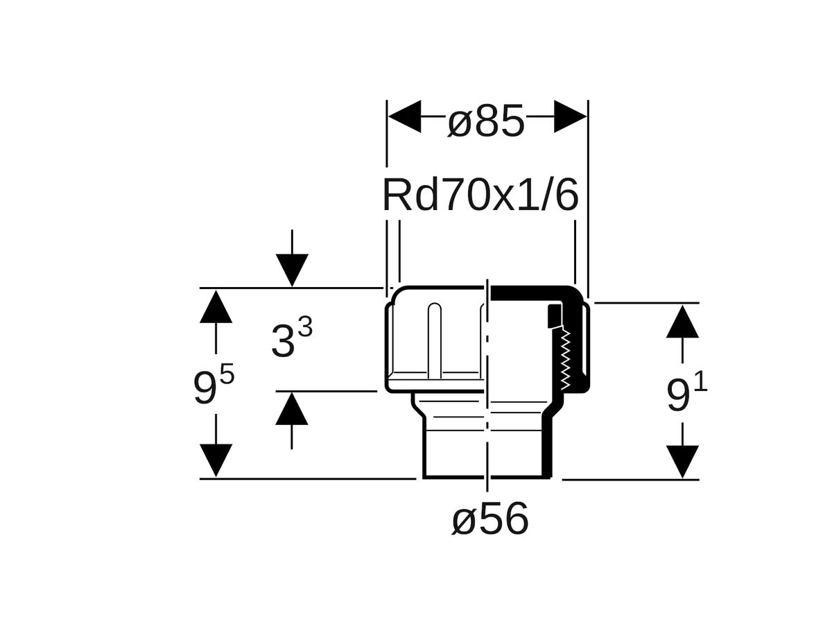 Reece Geberit Complete Stop End With Tail 56mm