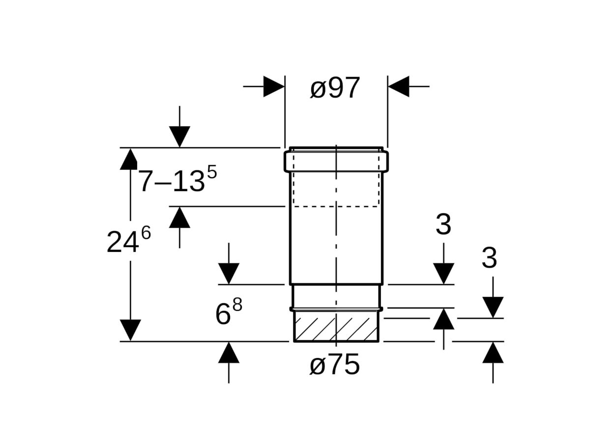 Reece Geberit Expansion Socket 75mm