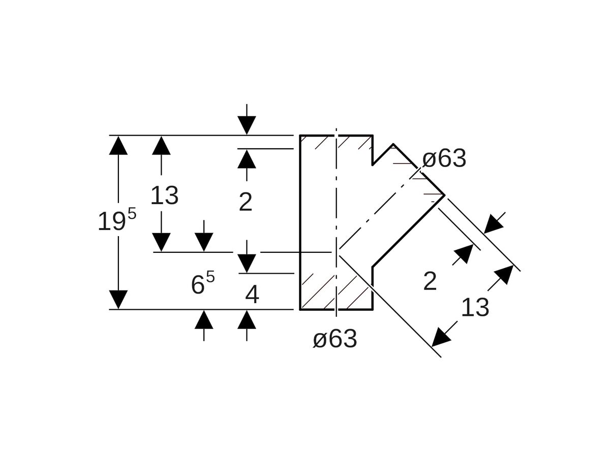 Reece Geberit Junction 63mm X 63mm X 45 Degree