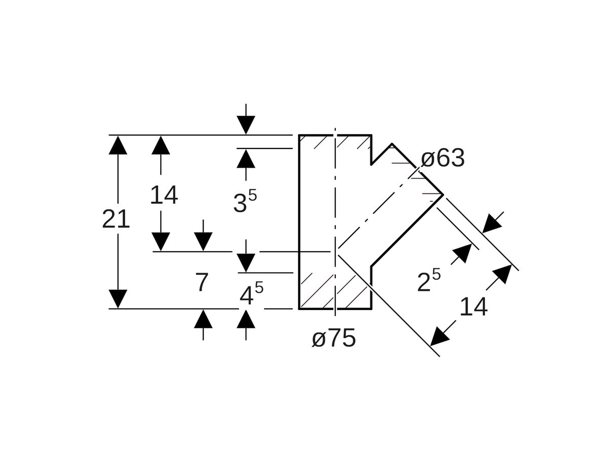 Reece Geberit Junction 75mm X 63mm X 45 Degree
