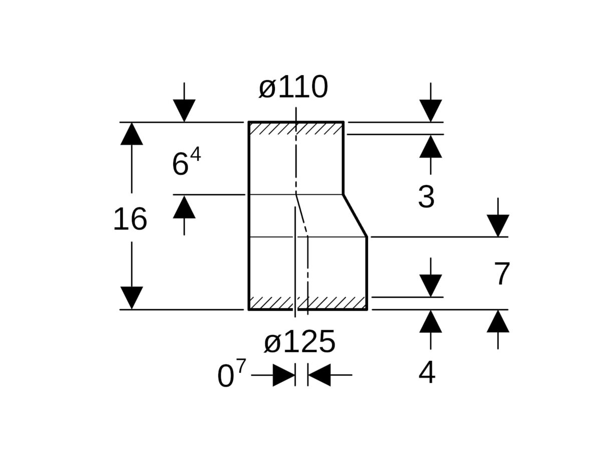 Reece Geberit Long Eccentric Reducer 125mm X 110mm