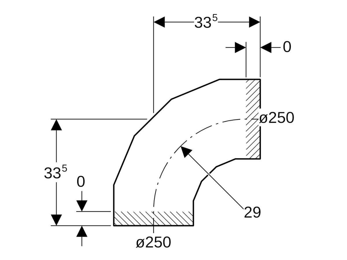 Reece Geberit Long Radius Bend 250mm X 90 Degree