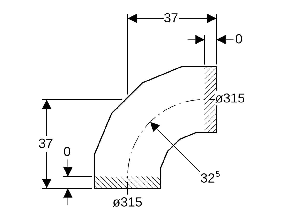 Reece Geberit Long Radius Bend 315mm X 90 Degree