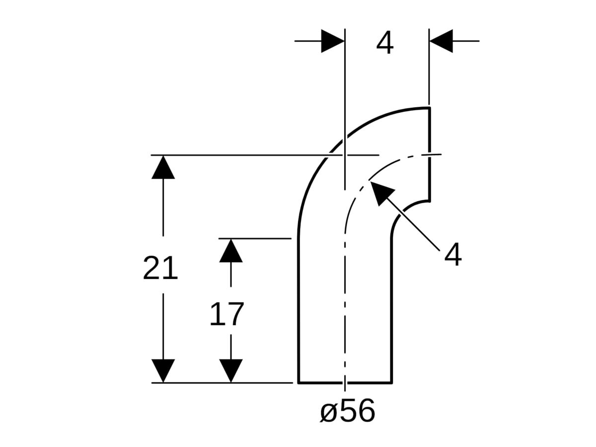 Reece Geberit Long Radius Bend 56mm X 90 Degree