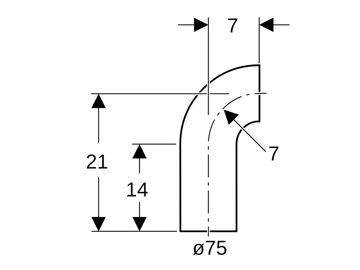 Reece Geberit Long Radius Bend 75mm X 90 Degree