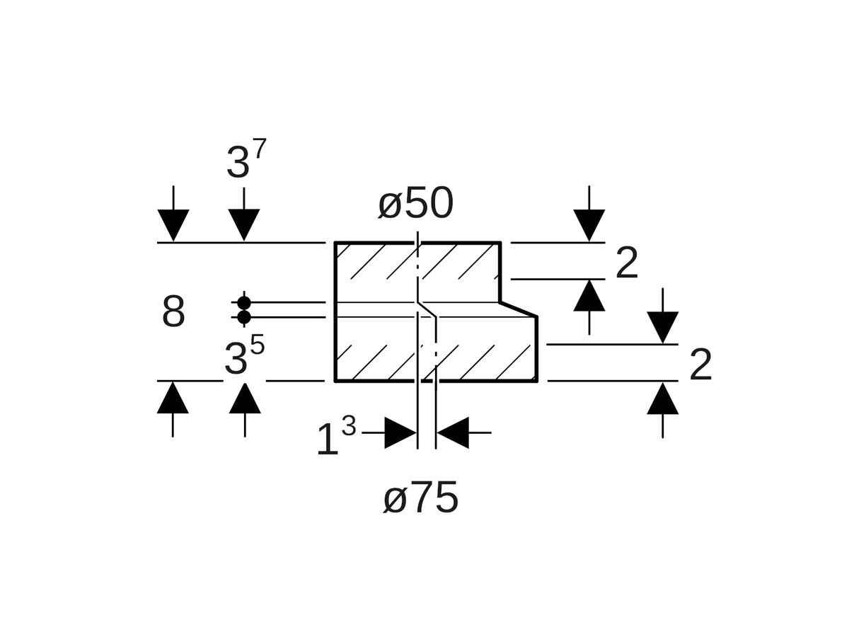 Reece Geberit Short Eccentric Reducer 75mm X 50mm