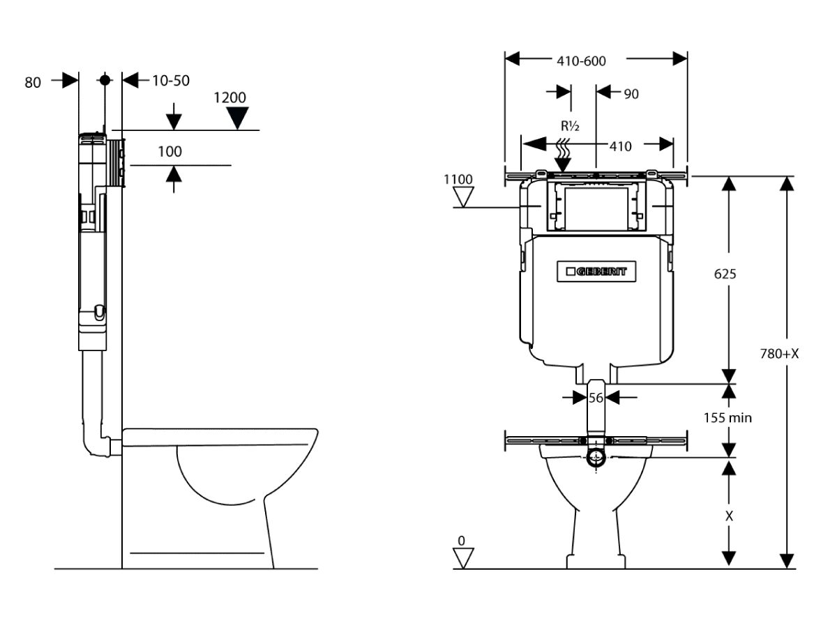 Reece Geberit Sigma 8 Cistern - Back To Wall (4 Star)