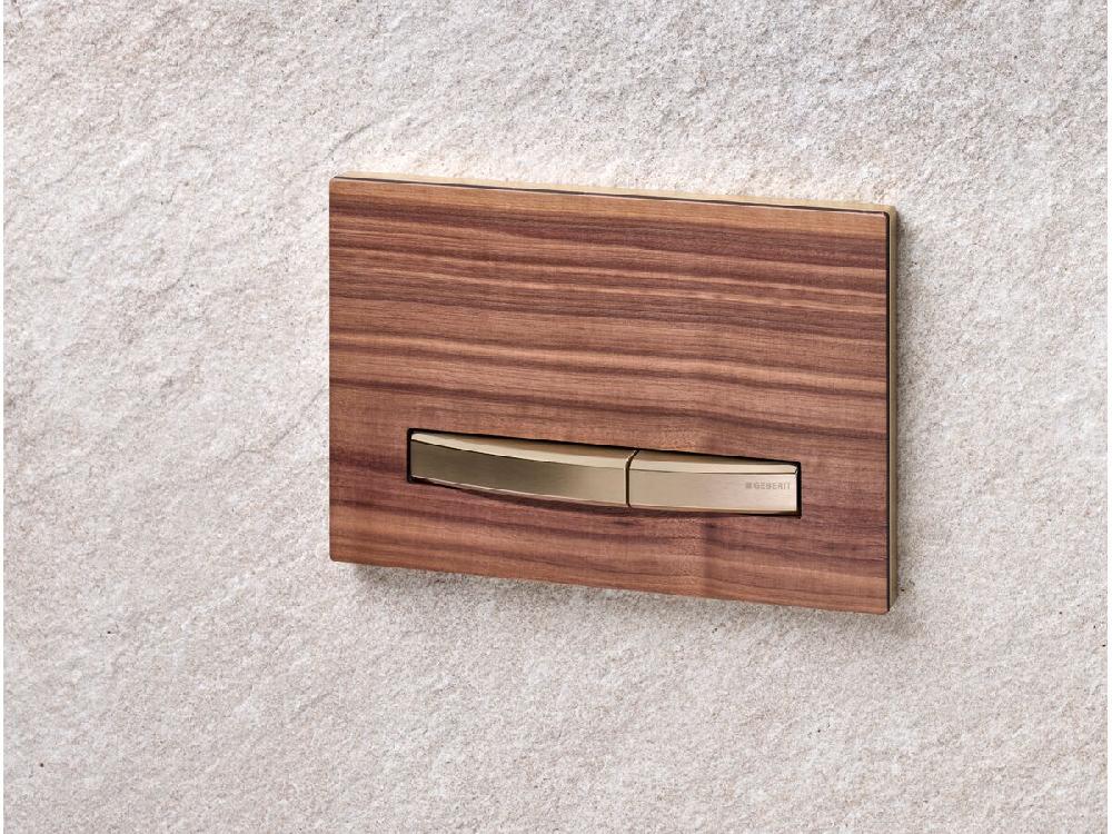 Reece Geberit Sigma50 Dual Flush Button Wood/Brass