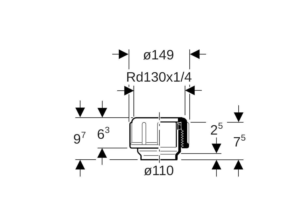 Reece Geberit Stop End Connector 110mm