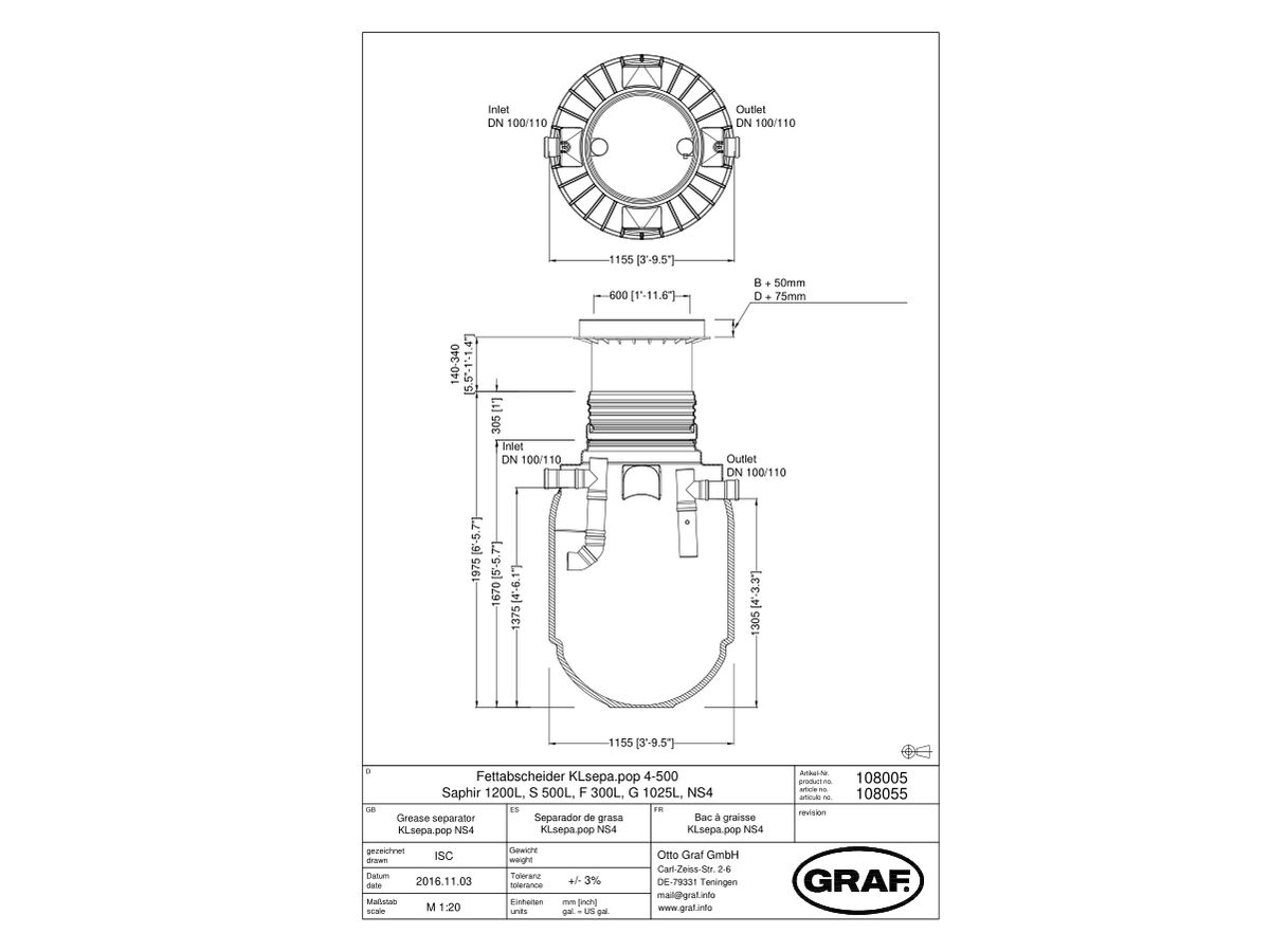 Reece Graf Grease Trap 1200 Litre Class D