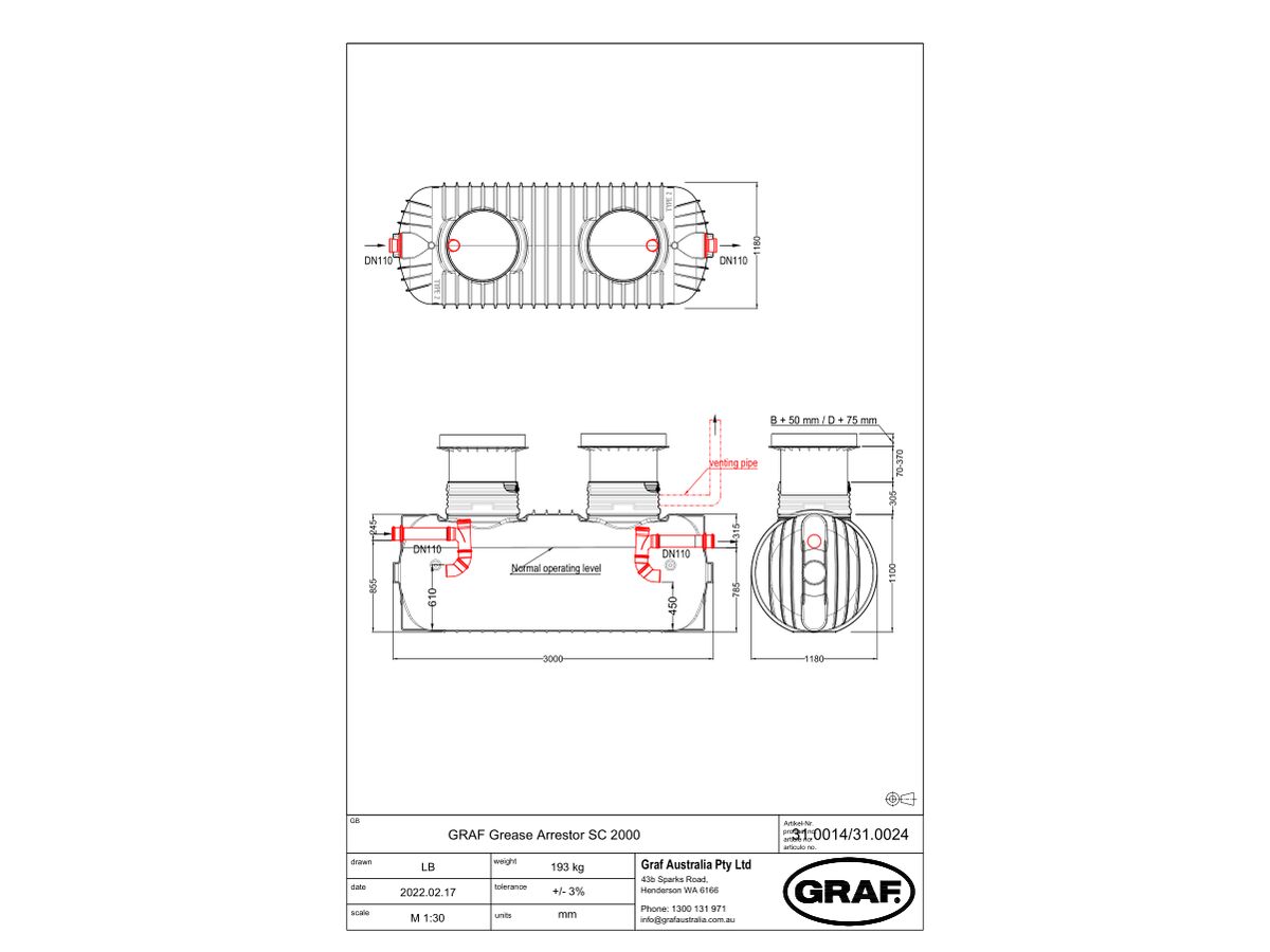 Reece Graf Grease Trap 2000 Litre Class D