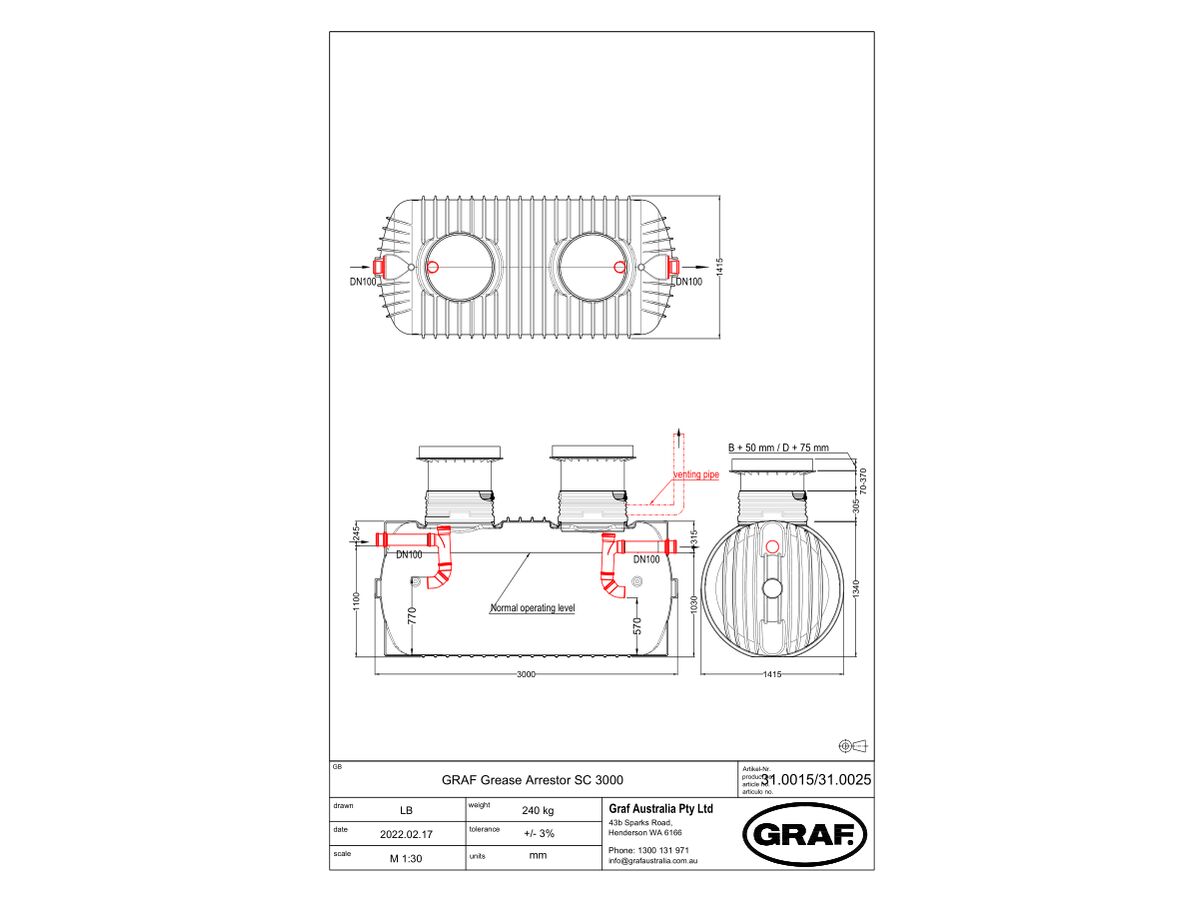 Reece Graf Grease Trap 3000 Litre Class D