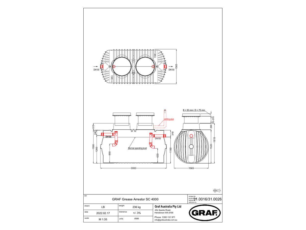 Reece Graf Grease Trap 4000 Litre Class D