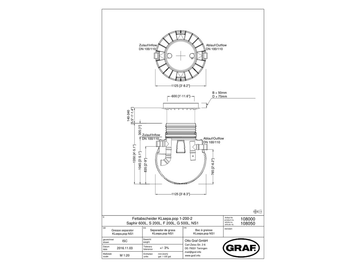 Reece Graf Grease Trap 600 Litre Class B